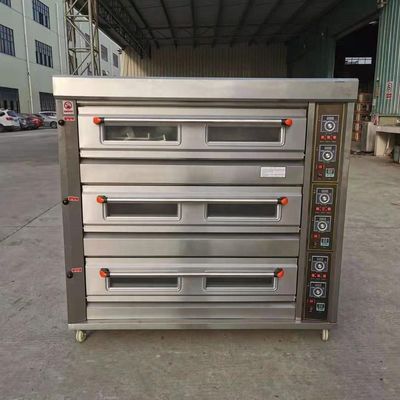 Сырье Мука 3 палубы 9 подносов Газовая пекарня Печь на палубе 1760*890*1770 мм для продуктового магазина