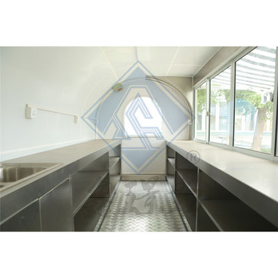 Промышленный торговый закуска 220CM Мобильный пищевой грузовик с навесом и круглым дизайном модели