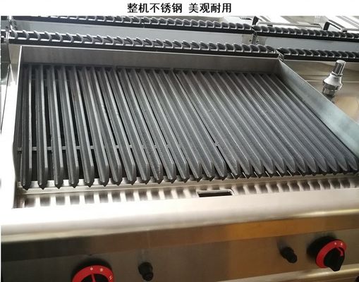Коммерческий газовый лавовый каменный гриль с шкафом и устройством защиты от пламени в Сливере