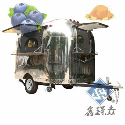 Торговые тележки с едой Мобильный пищевой грузовик с кухней и печью для пиццы Надежный продавец